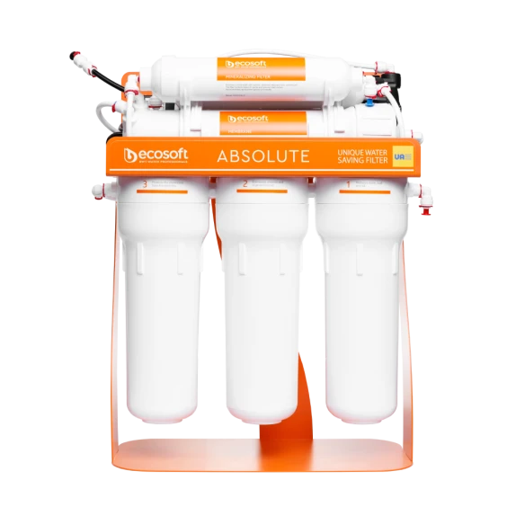 ФІЛЬТР ЗВОРОТНОГО ОСМОСУ ECOSOFT ABSOLUTE З МІНЕРАЛІЗАТОРОМ З ПОМПОЮ НА СТАНИНІ - ЗІКО - ЗІКО
